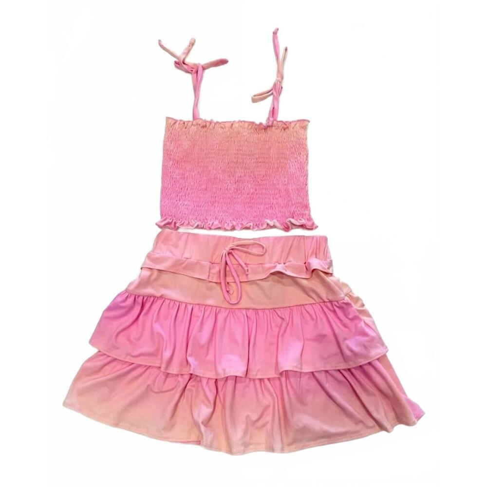 NEW TWEENSTYLE girl's ombre skirt set in pink